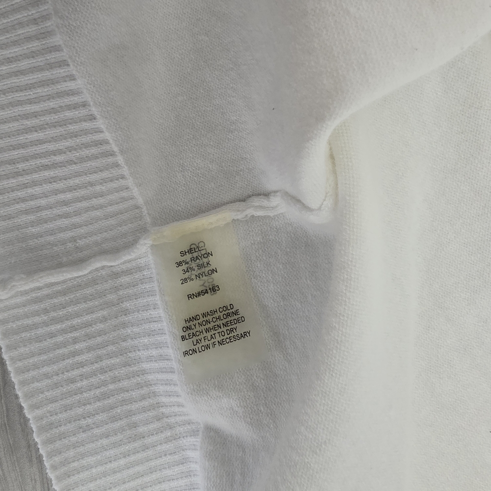 Calvin Klein White Cropped Open Front Cardigan - Picture 6 of 6